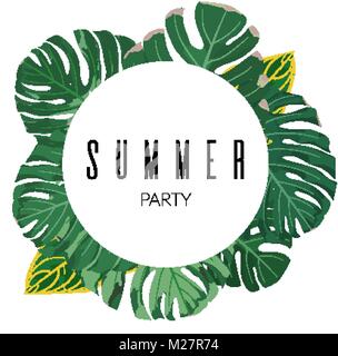 Arrière-plan de feuilles exotiques. Plantes tropicales ombrophiles vector background Illustration de Vecteur