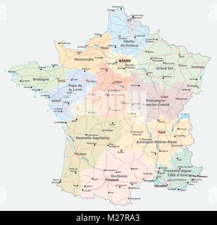 France road, administratif et politique carte vectorielle Illustration de Vecteur
