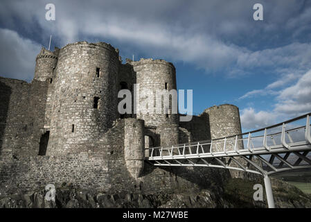 Château de Harlech, Snowdonia dans le Nord du Pays de Galles, Royaume-Uni. Banque D'Images
