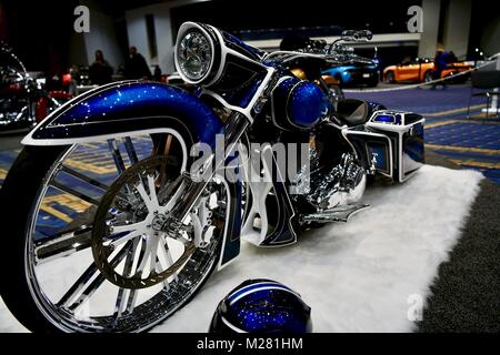 Chopper Harley Davidson exotiques au Salon de l'Auto 2018 Washington, Washington DC, USA Banque D'Images