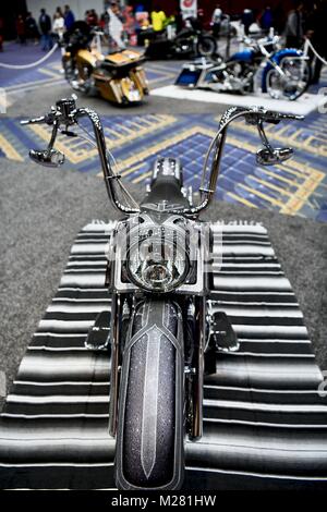 Chopper Harley Davidson exotiques au Salon de l'Auto 2018 Washington, Washington DC, USA Banque D'Images