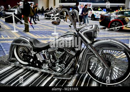 Chopper Harley Davidson exotiques au Salon de l'Auto 2018 Washington, Washington DC, USA Banque D'Images