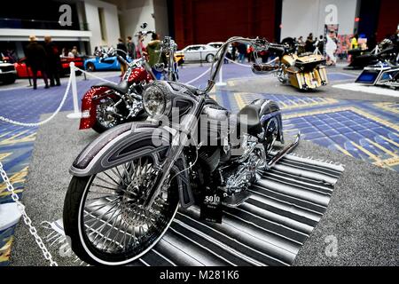 Chopper Harley Davidson exotiques au Salon de l'Auto 2018 Washington, Washington DC, USA Banque D'Images