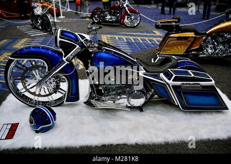 Chopper Harley Davidson exotiques au Salon de l'Auto 2018 Washington, Washington DC, USA Banque D'Images