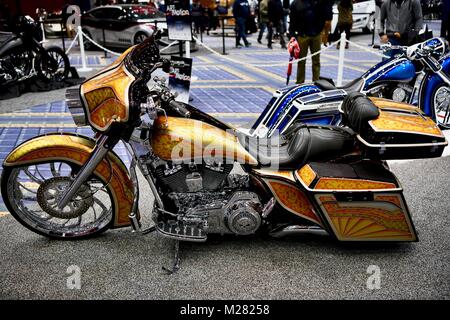 Chopper Harley Davidson exotiques au Salon de l'Auto 2018 Washington, Washington DC, USA Banque D'Images