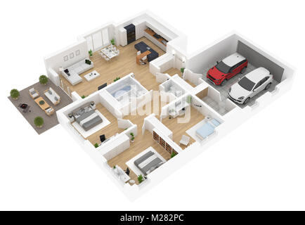 Plan du salon vue d'en haut. Intérieur maison isolé sur fond blanc Banque D'Images