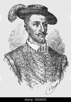 Juan de Grijalva (1489-1527). Conquistador espagnol. La gravure, portrait. Banque D'Images