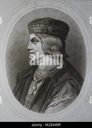 Le roi Ferdinand II d'Aragon (1452-1516). Le catholique. Portrait. Gravure, 1879. Banque D'Images