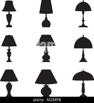 Ensemble de diverses formes de lampes de table. Icône vecteur Illustration de Vecteur