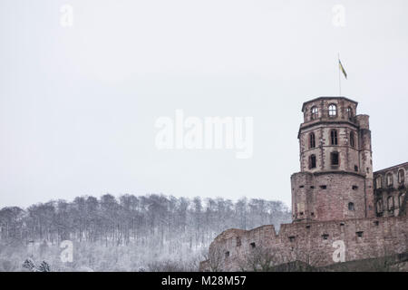 Château d'Heidelberg en hiver Banque D'Images