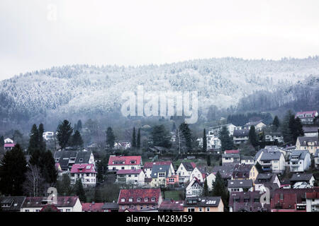 Arbres couverts de neige à Heidelberg Ziegelhausen, Février 2018 Banque D'Images