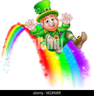 St Patricks Day Leprechaun Diapositive Arc-en-ciel Illustration de Vecteur