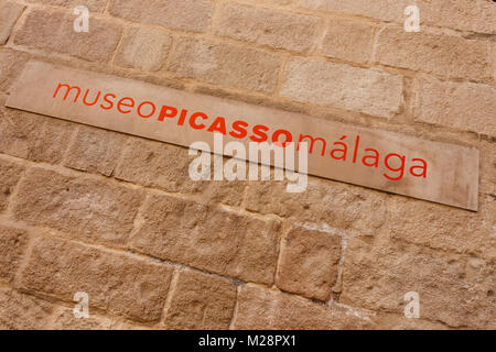 Inscription à l'entrée dans le musée Pablo Picasso de Malaga, Espagne Banque D'Images