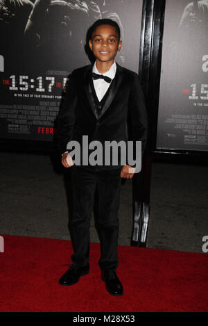 Burbank, Californie, USA. 5 Février, 2018. Paul-Mikel Williams 02/05/2018 La première mondiale de 'Les 15:17 à Paris" tenue à l'SJR Theatre at Warner Bros Studios de Burbank, Ca Photo par Izumi Hasegawa / HollywoodNewsWire.co Crédit : Hollywood News Wire Inc./Alamy Live News Banque D'Images