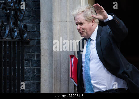 Londres, Royaume-Uni. 6 Février, 2018. Boris Johnson, Ministre des affaires étrangères et du Commonwealth, feuilles 10, Downing Street, à la suite d'une réunion du Cabinet. Credit : Mark Kerrison/Alamy Live News Banque D'Images