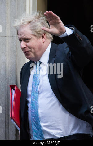 Londres, Royaume-Uni. 6 Février, 2018. Boris Johnson, Ministre des affaires étrangères et du Commonwealth, feuilles 10, Downing Street, à la suite d'une réunion du Cabinet. Credit : Mark Kerrison/Alamy Live News Banque D'Images