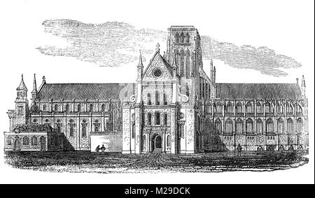 La quatrième St Paul's après la destruction du clocher par un incendie en 1561. Généralement appelé le vieux St Paul's, le bâtiment a été commencé par les Normands après l'incendie 1087 et consacrée en 1240. Londres, Angleterre. Banque D'Images