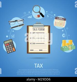 Calcul de l'impôt, les paiements, la comptabilité, la paperasserie Concept Illustration de Vecteur