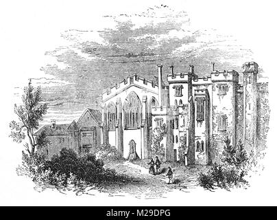 Un milieu du 17ème siècle vue de l'ancien prieuré, l'hôpital St Jean le siège français de l'Ordre des Hospitaliers de Saint-Jean de Jérusalem, les Chevaliers Hospitaliers. Le prieuré fut fondé vers 1144 à Londres, Angleterre Banque D'Images