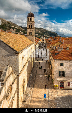 Rue piétonne Stradun, Dubrovnik, Croatie Banque D'Images