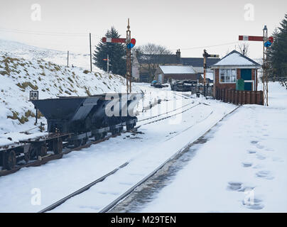 Pas de train aujourd'hui à Leadhills gare dans la neige Banque D'Images