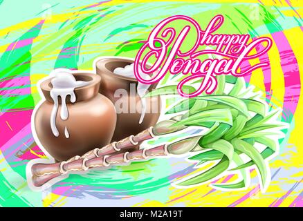 Happy pongal carte de souhaits sur le résumé des couleurs vives Illustration de Vecteur
