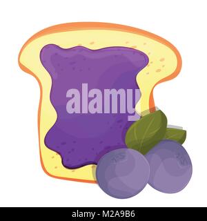 Tranche de pain grillé un sandwich confiture pour le petit déjeuner Illustration de Vecteur