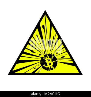 Bitcoin explosion signe. vector illustration sur blanc fond isolé Illustration de Vecteur