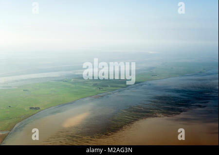 Vue aérienne du Schleswig-Holstein mer des Wadden Parc National en Allemagne Banque D'Images