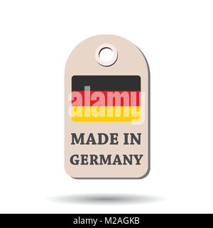 Hang tag fabriqué en Allemagne avec drapeau. Vector illustration sur fond blanc. Illustration de Vecteur