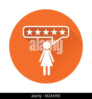 Les commentaires, notation, commentaires de l'utilisateur icône vecteur concept. Télévision illustration sur fond orange avec l'ombre. Illustration de Vecteur