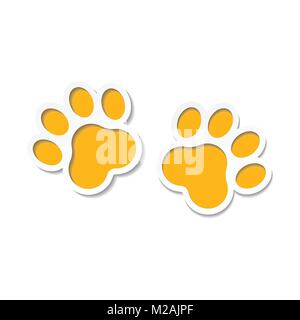 Paw print vector icône. Chien ou chat empreinte illustration. Silhouette d'animaux. Illustration de Vecteur