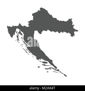 Croatie carte vectorielle. Icône noire sur fond blanc. Illustration de Vecteur