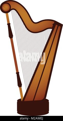 Harpe isolés. Instrument de musique Illustration de Vecteur