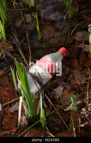 Concept de la pollution avec bouteille plastique dans la nature Banque D'Images