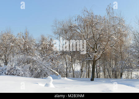 Moscou sous la neige. Parc paysager après de fortes chutes de neige. Belle vue d'hiver Banque D'Images