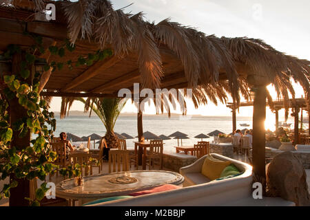 Beachfront Mykonos,grèce,cafe Banque D'Images