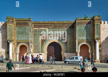 Bab Mansour porte de ville, Meknès, Maroc, Afrique Banque D'Images