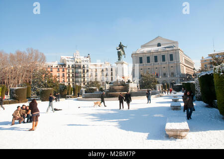 La neige a couvert Oriente. Madrid, Espagne. Banque D'Images