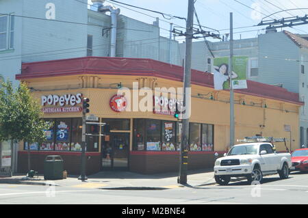 Dans notre promenade à travers les rues de San Francisco nous trouver ce typique restaurant Louisiane. Vacances Voyage Arquietectura 30 Juin, 2017. San Francisco. Banque D'Images