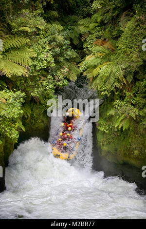 Nouvelle Zélande, île du Nord, Rotorua, rafting dans la rivière Kaituna. Le 3 mètre à Okere Falls. Banque D'Images