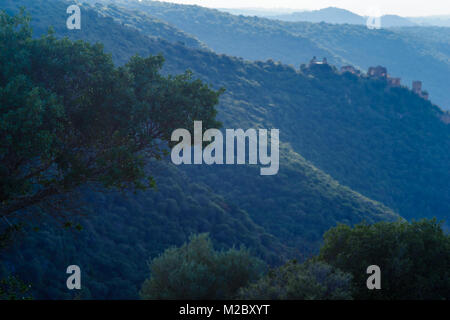 Vue sur les vestiges de la Roque-Gageac, et flux Kziv paysage, dans la région de la Haute Galilée dans le nord d'Israël Banque D'Images