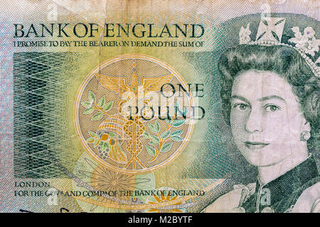 English une livre imprimé note 1978 à 84 et ont cessé d'avoir cours légal en 1988. Banque D'Images