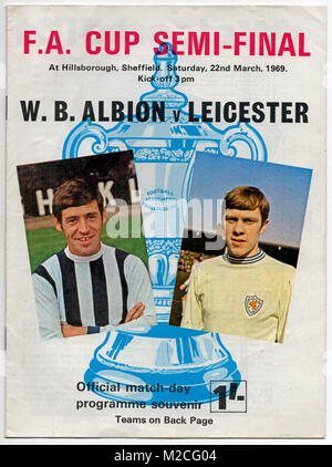 Programme de football : demi-finale de la FA Cup 1969, West Bromwich Albion v Leicester City. Leicester City a gagné 1-0. Banque D'Images