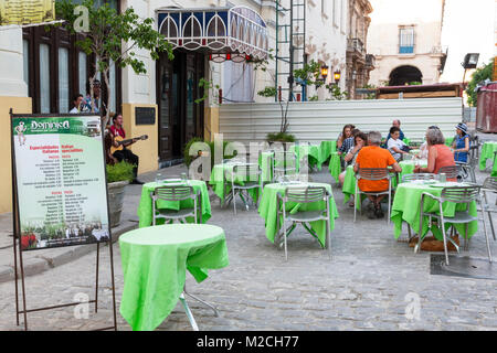 Le patio de la Dominique Restaurant à La Havane, Cuba. Banque D'Images