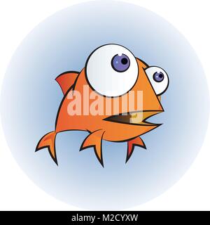 Une illustration d'un poisson rouge heureux personnage waving Illustration de Vecteur