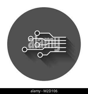 L'icône de la carte de circuits imprimés. Schéma de la technologie télévision symbole avec ombre portée de l'illustration vectorielle. Illustration de Vecteur