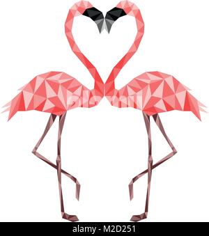 Couple de flamants rose poly bas dans l'amour. Couleurs Web Illustration de Vecteur