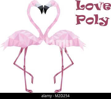 Couple de flamants rose poly bas dans l'amour Illustration de Vecteur