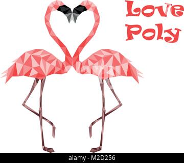 Couple de flamants rose poly bas dans l'amour. Couleurs Web Illustration de Vecteur